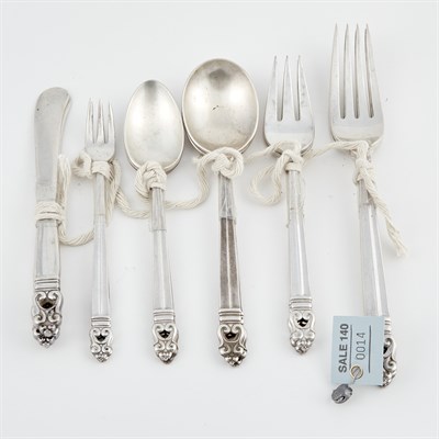 Lot 14 - 12 Pieces of Silverware, 17 ozs., Royal Danish