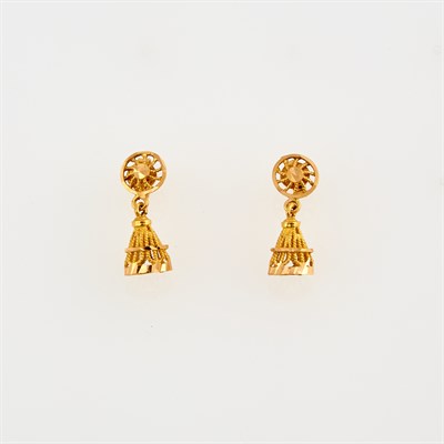Lot 80 - Two Gold Earrings, 22K 2 dwt.