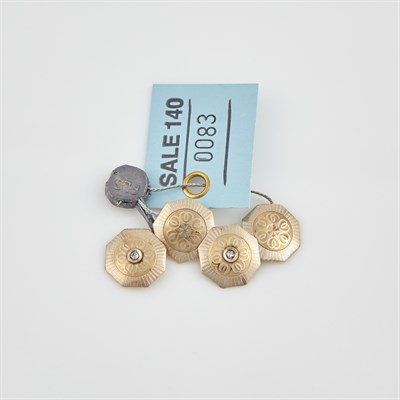 Lot 83 - Two Diamond Cuff Links, 10K 1 dwt.