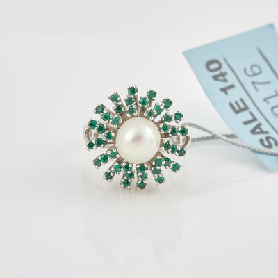 Lot 176 - Gold, Stone and Bead Ring, 14K 6 dwt. all