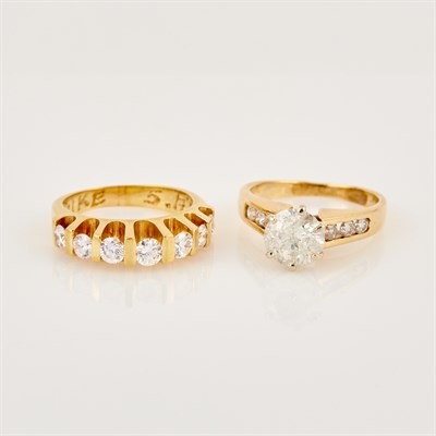Lot 223 - Diamond Engagement Ring and Wedding Ring, 14...