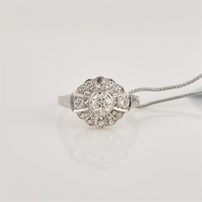 Lot 243 - Diamond Ring, center stone about 0.60 ct., 14K...