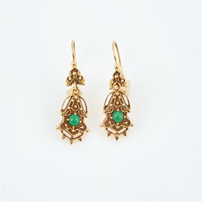 Lot 252 - Two Gold and Stone Earrings, 14K 2 dwt. all