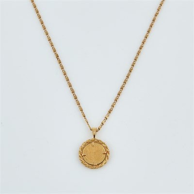 Lot 255 - Gold Pendant and Neck Chain, 14K 4 dwt., damaged