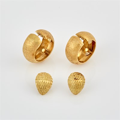 Lot 258 - Four Gold Earrings, 18K 24 dwt.