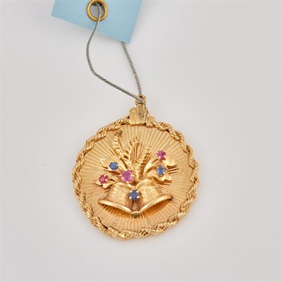 Lot 259 - Gold and Stone Charm, 14K 12 dwt. all