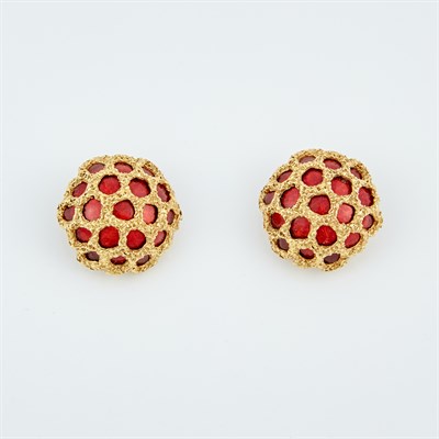 Lot 260 - Two Gold and Enamel Earrings, 14K 11 dwt. all