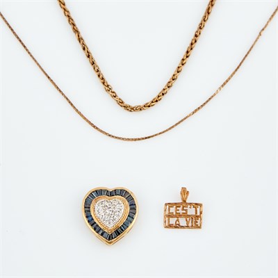 Lot 265 - Diamond and Stone Pendant, Gold Pendant and...