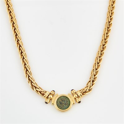 Lot 333 - Gold, Metal Coin and Stone Necklace, 14K and...