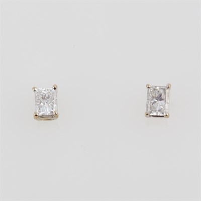 Lot 353 - Two Diamond Solitaire Earrings about 1.85 cts.,...