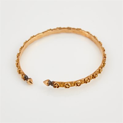 Lot 357 - Gold Rigid Bracelet, 10K 11 dwt., damaged