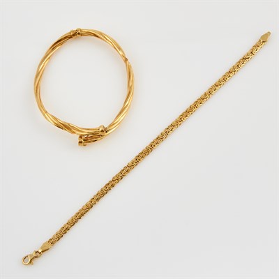Lot 364 - Two Gold Bracelets, 18K 6 dwt., damaged