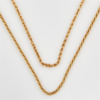 Lot 368 - Two Gold Neck Chains, 14K 8 dwt., damaged