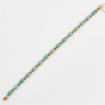 Lot 377 - Gold and Stone Flexible Bracelet, 14K 5 dwt. all