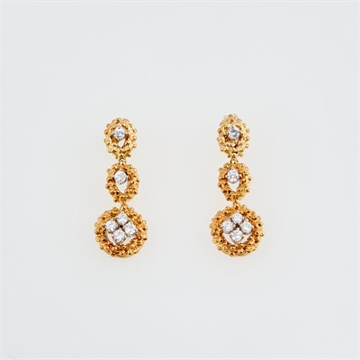 Lot 399 - Two Diamond Earrings, 12 diamonds about 0.75...