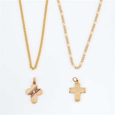 Lot 401 - Two Gold and Stone Pendants and Two Neck...