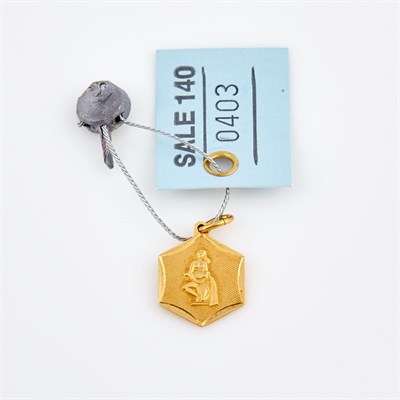Lot 403 - Gold Pendant, 18K 2 dwt.