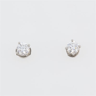 Lot 428 - Two Diamond Solitaire Earrings about 2.00 cts.,...
