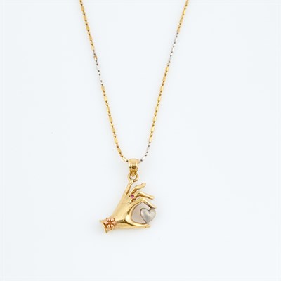 Lot 461 - Gold Pendant and Neck Chain, 14K 3 dwt.