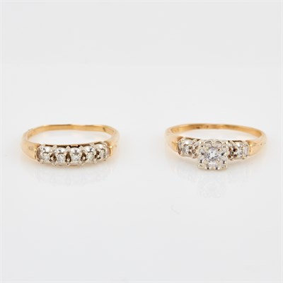 Lot 500 - Two Diamond Rings, 14K 3 dwt., damaged