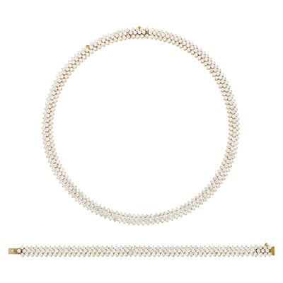 Lot 64 - Gold and Diamond Necklace/Bracelet Combination