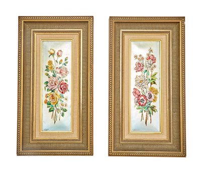 Lot 286 - Pair of Camille Fauré Floral Decorated Enamel...