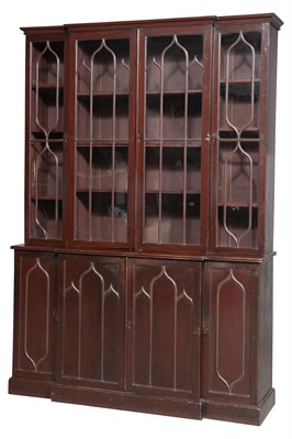 Lot 246 - Gothic Revival Mahogany Breakfront Bookcase...