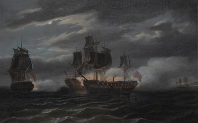 Lot 94 - 19th Century School Naval Engagement Oil on...