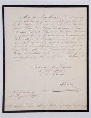 Lot 130 - NICHOLAS II, Emperor of Russia Signed...