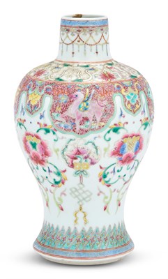 Lot 217 - A Chinese Famille Rose Porcelain Baluster Vase