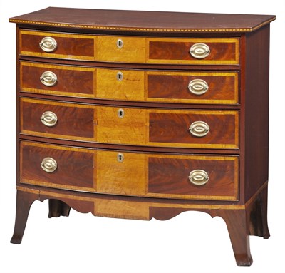 Lot 303 - Federal Inlaid Mahogany Bowfront Chest of Drawers