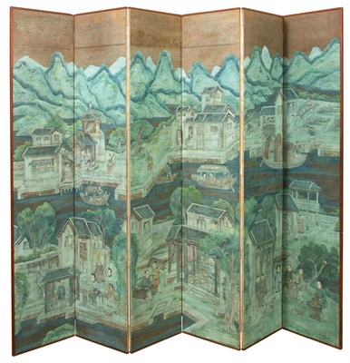 Lot 339 - Chinese Six-Panel Screen Height 7 feet, width...