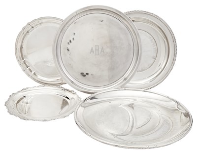 Lot 98 - Group of Five Silver Circular Trays Various...
