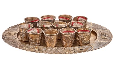 Lot 178 - Continental Silver Biblical Themed Cordial Set...