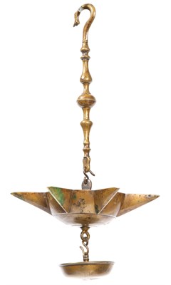 Lot 166 - Solid Brass Shabbat Hanging Oil Lamp In three...