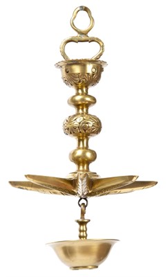 Lot 168 - Solid Brass Shabbat Hanging Oil Lamp In three...