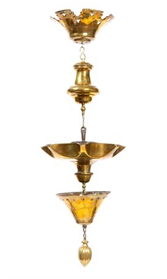 Lot 167 - Brass Shabbat Hanging Oil Lamp With four tiers....