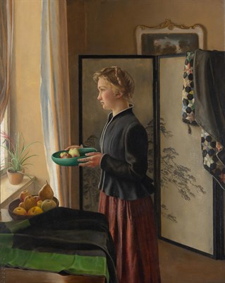 Lot 21 - Leo Frank Austrian, 1884-1959 Woman Before a...