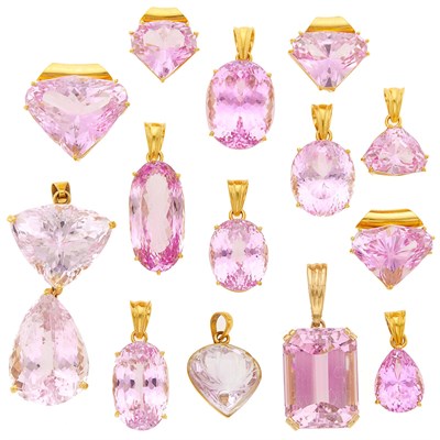 Lot 2224 - Group of Gold, Gilt-Metal and Kunzite Pendants