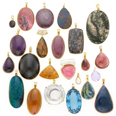 Lot 2232 - Group of Gold, Silver-Gilt, Hardstone, Gem-Set and Glass Pendants