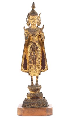Lot 134 - A Thai Gilt Bronze Standing Figure of Buddha