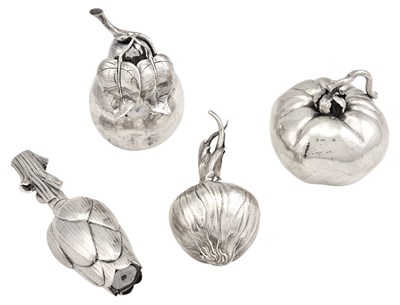 Lot 222 - Four Italian Silver Vegetable-Form Novelty...