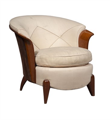 Lot 350 - Art Deco Burl Walnut Tub Chair Height 28...