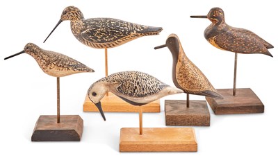 Lot 323 - Group of Five Carved and Painted Shorebird...