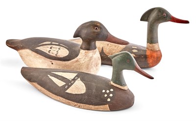 Lot 322 - Three Carved and Painted Wood Merganser Decoys...