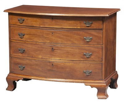 Lot 224 - Chippendale Mahogany Bowfront Chest of Four Drawers