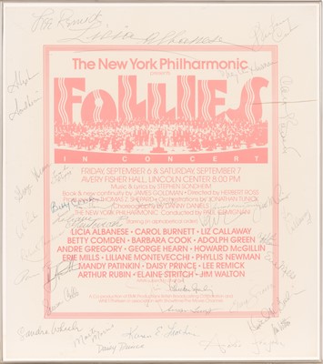 Lot 5247 - Signed by Stephen Sondheim and the cast of the 1985 Follies