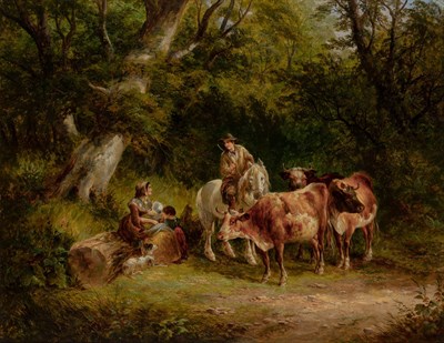 Lot 1074 - George Cole British, 1810-1883 A Meeting on...