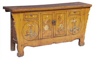 Lot 171 - Chinese Lacquered and Hand Painted Hardwood...