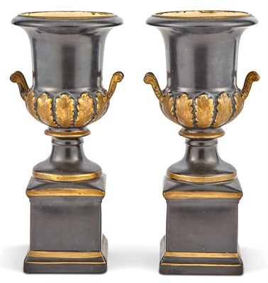 Lot 230 - Pair of Black Painted and Gilt Decorated...